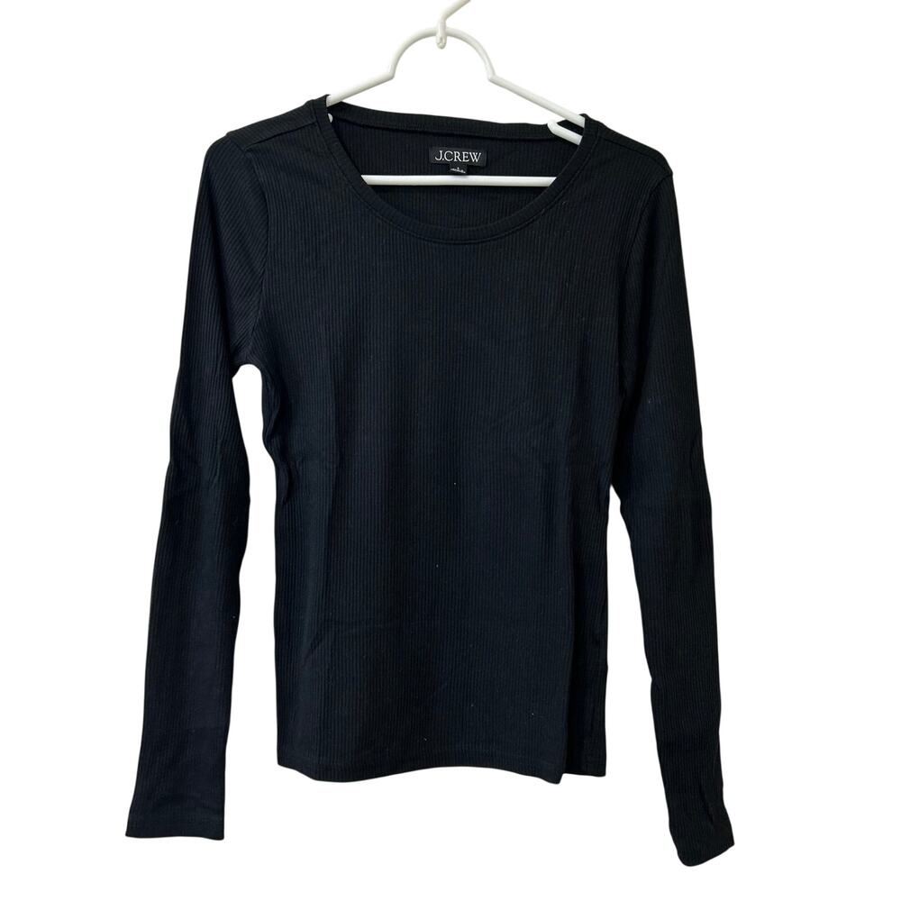 J. Crew Womens Sz Small Black Long Sleeve T Shirt in Vintage Rib Capsule Minimal